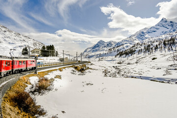 Bernina, Val Bernina, Diavolezza, Berninapass, Lago Bianco, Alpen, Graubünden, Winter,...
