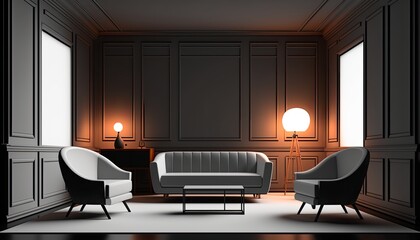 Living room interior background, created with Generative AI technology.