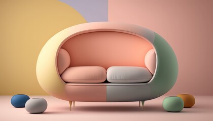 Pastel colors living room interior background, created with Generative AI technology.