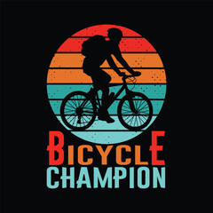 Bicycle Champion. Bicycle retro t-shirt design.