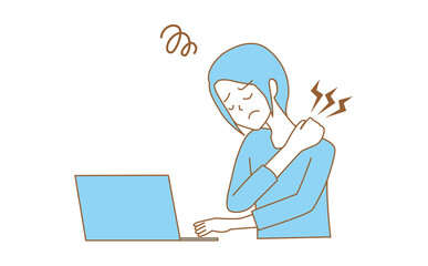 肩こり　女性　リモートワーク　社会人　肩の痛み