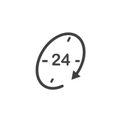 24 hour non stop icon vector element concept design template