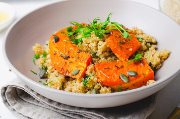 Roasted Pumpkin Quinoa Bowl, Healthy Vegan Eating