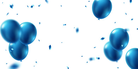 Celebration background with blue balloons with confetti arranged in an elegant way. vector illustration for festive decoration, festival, birthday party