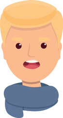 Boy tonsillitis icon cartoon vector. Bacterial hygiene. Infection uvula