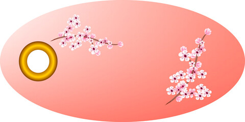 paper price tags or gift tags of various shapes. Set of labels.Sakura