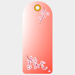 paper price tags or gift tags of various shapes. Set of labels.Sakura