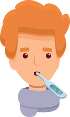 Tonsillitis kid temperature icon cartoon vector. Bacterial infection. Swab uvula