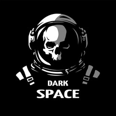 A dead astronaut in a space helmet on a dark background. Vector illustration.
