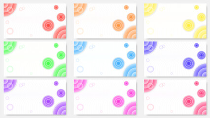 nine sets of background design with wavy line, bubble and circle elements. colorful, minimal, simple and clean concept. used for background, backdrop, banner, wallpaper, copy space or landing pa