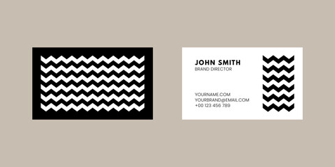 black & white modern print-ready business card vector for us size with bleed