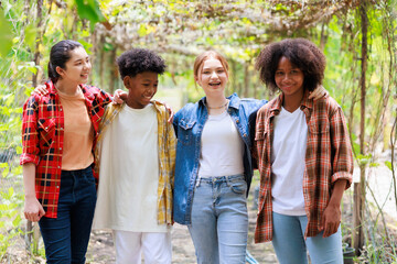 Happy Multi-Cultural Children teenage. Group portrait diverse teenage boy and girls