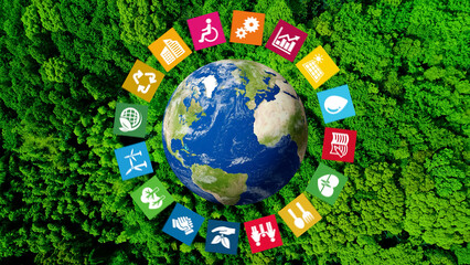 Sustainable society concept. Environmental technology. Sustainable development goals. SDGs.