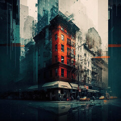 town in night, Generative Ai