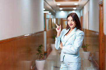Fototapeta premium Young Indian businesswoman giving expression at office.