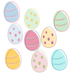 Set of Easter eggs. Vector illustration in pastel colors.
