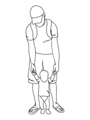 Fototapeta na wymiar Continuous one line drawing of father with baby.