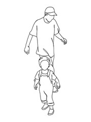 Continuous one line drawing of father with baby.
