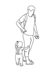 Fototapeta na wymiar Continuous one line drawing of father with baby.