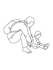 Continuous one line drawing of father with baby.