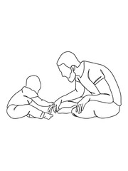 Continuous one line drawing of father with baby.