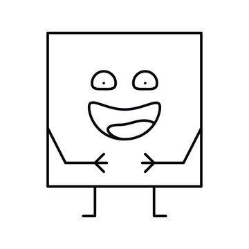 square geometric shape character line icon vector illustration