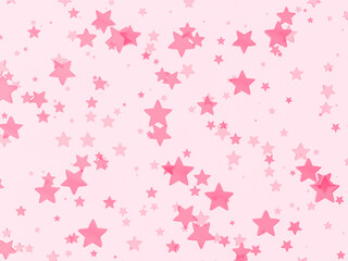 The pink space is sprinkled with pink stars, large and small.