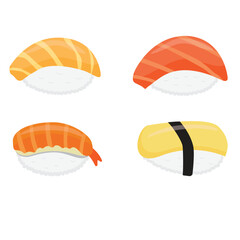 Japanese food. Sushi fish rolls. Japanese sushi. Vector illustration