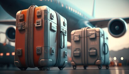 Fototapeta premium Suitcase on airport concept, made with generated ai