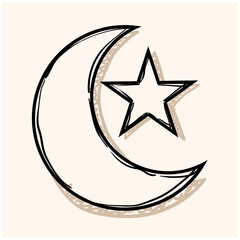 Religious collection Ramadan kareem. Accessory for happy day Ramadan kareem with hand drawn, doodle style