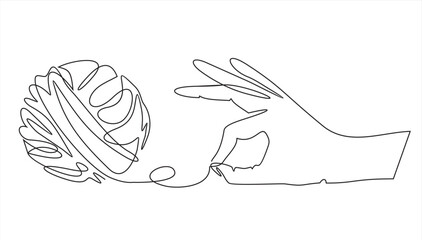 Continuous line of hand unraveling a tangle of unresolved problems. Metaphor of disorganized difficult problem, mess with black single continuous tangle thread in need of unraveling isolated on white