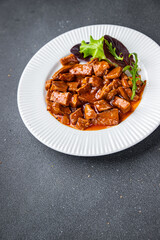 squid tomato sauce aperitif food seafood salad fresh meal food snack on the table copy space food background rustic top view