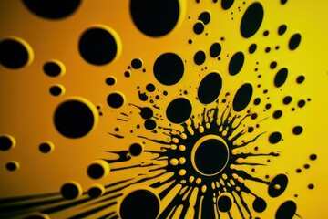 yellow abstract background with circles, generative ai