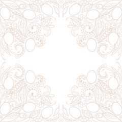 Doodle floral corners card with copy space. Easter holiday concept