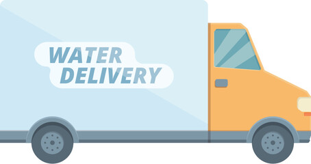 Water delivery truck icon cartoon vector. Service plastic. Office door
