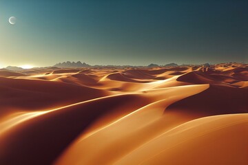 Fototapeta na wymiar Daylight Arabic Desert Illustration. Generative AI
