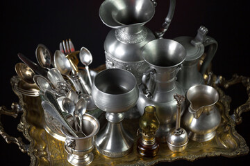 Silverware on an old background.