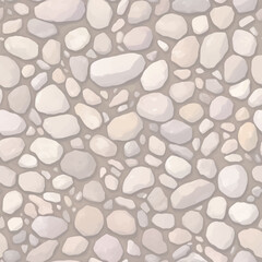 Minimalist Pebble Stones or Cobblestones Seamless Texture Pattern Hand Drawn Painting Illustration with Pastel Color Palette