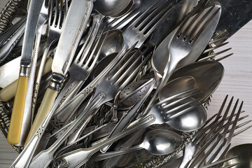 Silverware on an old background.