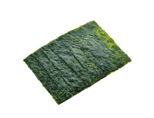 Dry japanese organic seaweed, isolated on white background.