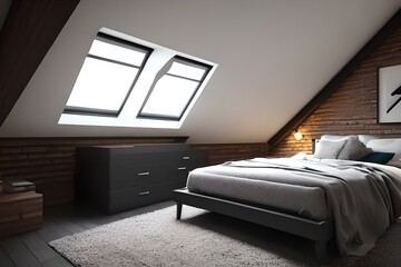 interior of an attic bedroom 