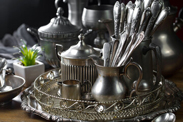 Silverware on an old background.