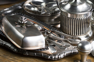 Silverware on an old background.