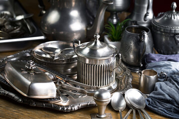 Silverware on an old background.