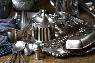 Silverware on an old background.