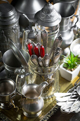 Silverware on an old background.