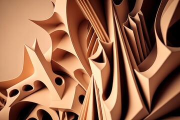 Beige abstract background with fractal elements, generative ai