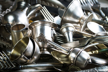 Silverware on an old background.