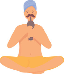 Hindu musician icon cartoon vector. Snake charmer. Turban fakir