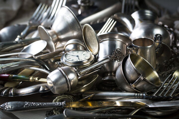Silverware on an old background.